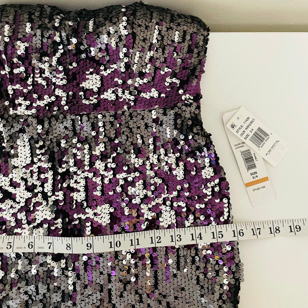 NWT Formal Purple Multi Full Sequin Strapless Party Dress - Picture 10 of 14